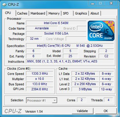 CPU-Z　X201のCPU