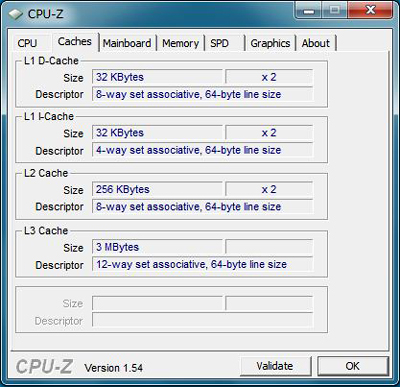 CPU-Z キャッシュ
