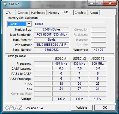 T510でCPU-Z　メモリの性能