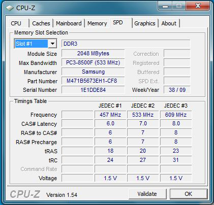 SL510　メモリの情報