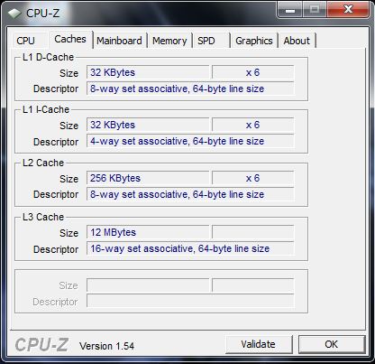 CPU-Z　HPE 290jp のキャッシュ情報