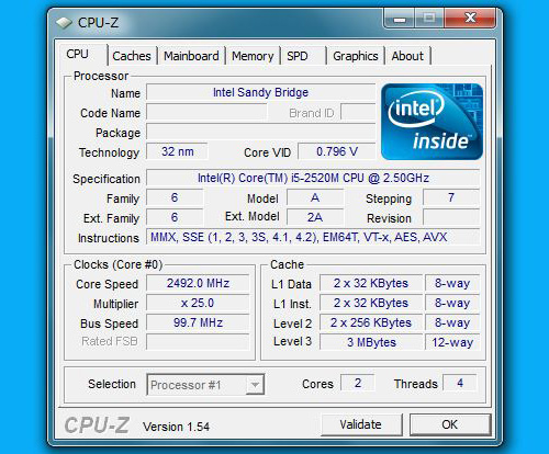Thinkpad X1 CPU-Zの内容