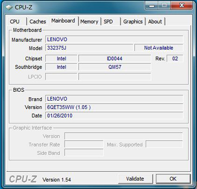 CPU-Z　X201のマザーボード