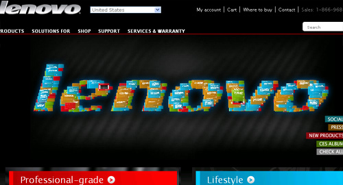 Lenovoのサイト