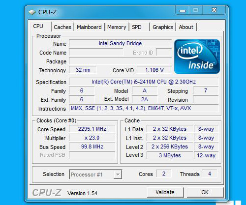 E420 CPU-Zの結果
