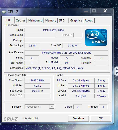 LuvBook D CPU-Zの内容