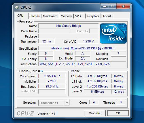 IdeaPad Y570　CPU-Z