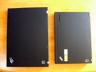 Thinkpad X200sとT61のサイズ比較