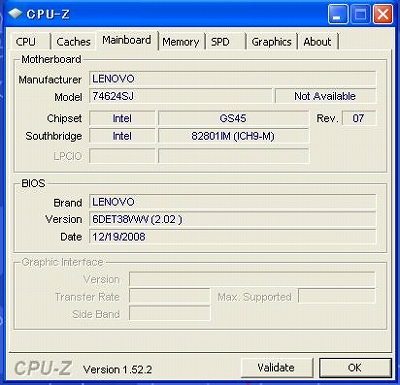 CPU-Z　X200sのマザーボード